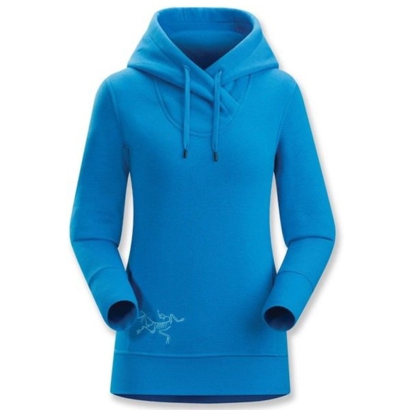 [M]Arcteryx Blue Detente Hoodie Logo Brand WMN Gorpcore Y2K - Picture 1 of 8